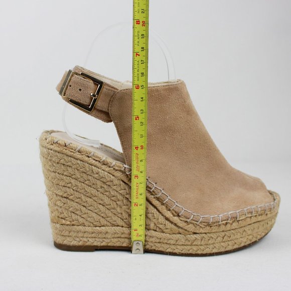 Kenneth Cole NY Odette Sandy Beige Suede Espradille Plaform Wedge Sandals - Picture 16 of 16
